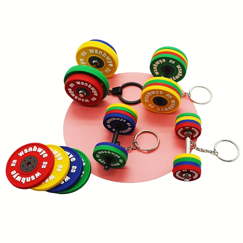 dumbbell colorful steel barbell plates bumper plates custom llaveros custom DIY CHAVEIRO bumper plates pounds key chain