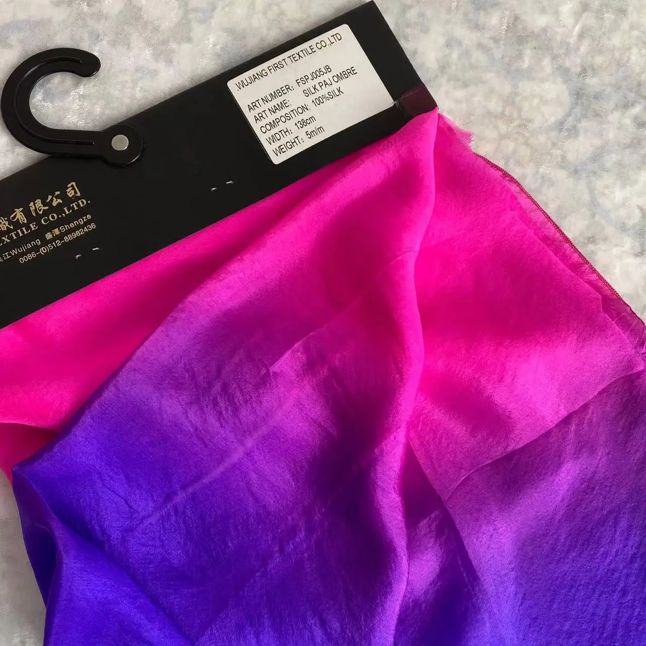 Manufacturer 6A Grade Custom Scarf and Garment Fabric 100% Real Natural Silk Ombre Dyed Silk Paj Fabric