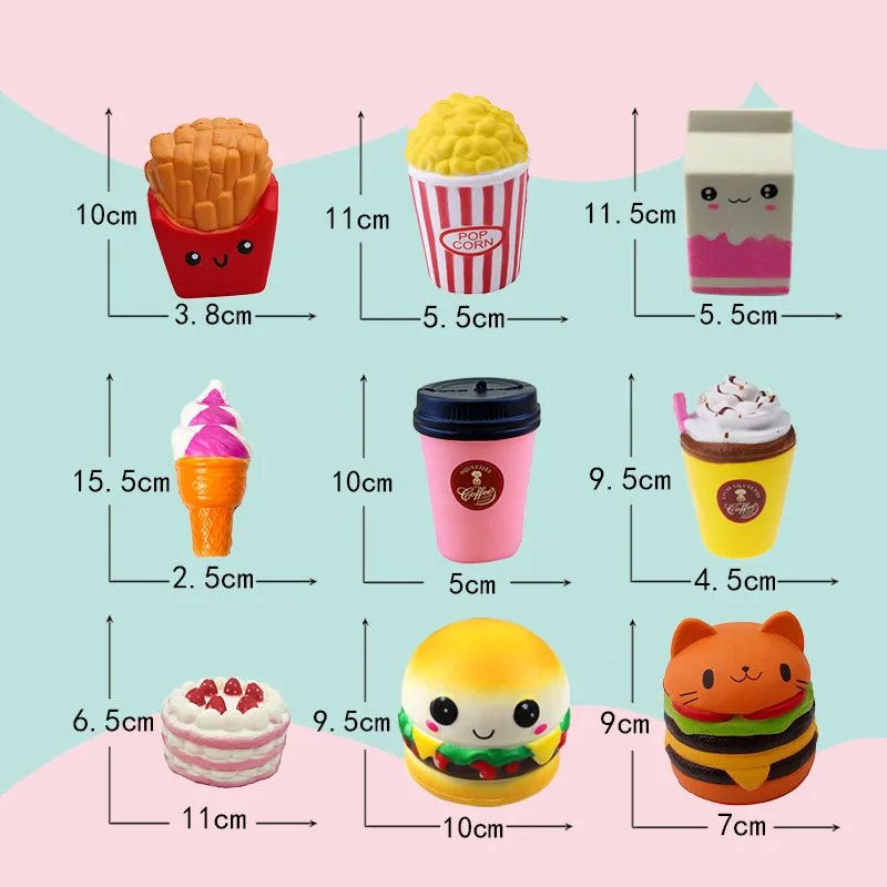China Factory custom display box  Kawaii Pu Foam Slow Food Ice cream Squeeze Toy Slow Rising Scented Cute Squishy set meal