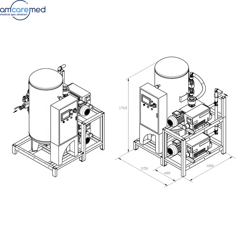Medical Oilless Rotary Vane Vertical Vacuum Pump System For Hospital Vacuum Pump Plant