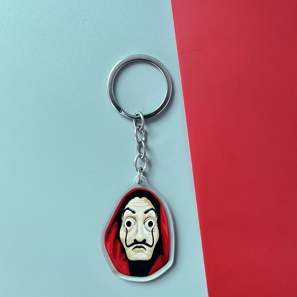 Spain TV Show La Casa De Papel Key chain Money Heist Keychains Salvador Dali Professor Keychain