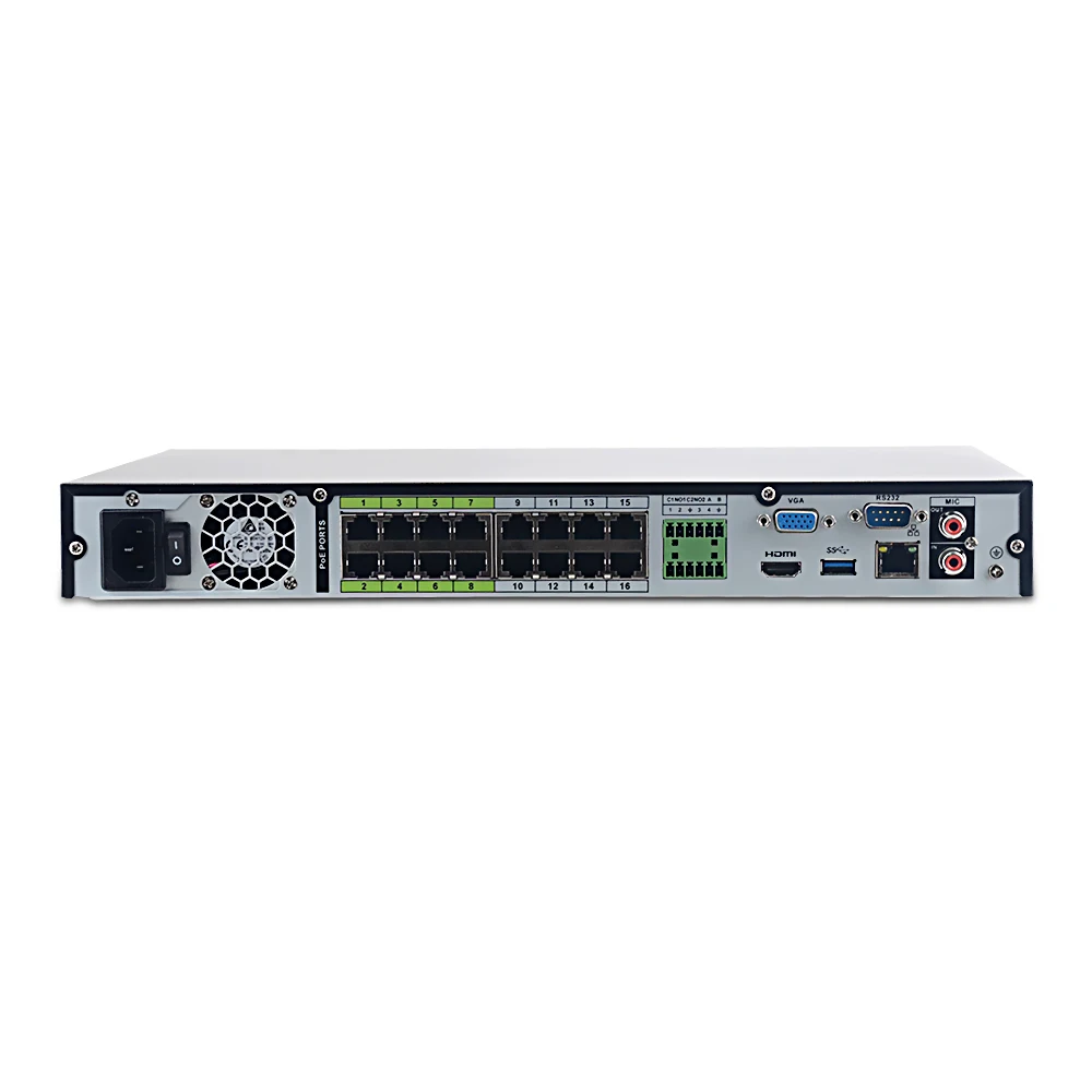 32 Channels 1U 16PoE 2HDDs WizSense Network Video Recorder NVR5232-16P-EI CCTV 4K Security 32 channels nvr with 16poe ports