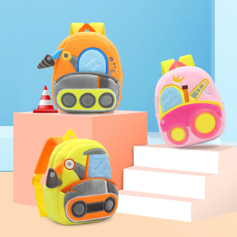 Plush Backpacks Children Toddler School Bag Double Shoulders Cartoon Backpack Bags Car for