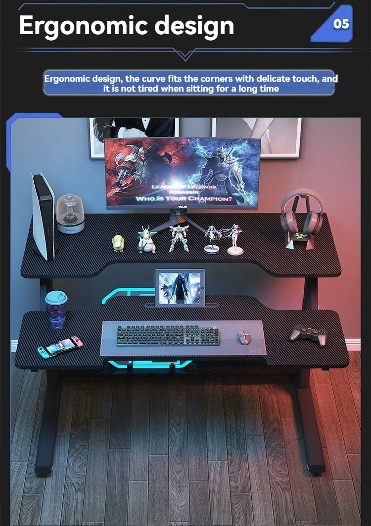 2024 YOUTAI Hot Double-Layers Desktop Height Adjustable Gaming Table E-Sports Computer Table