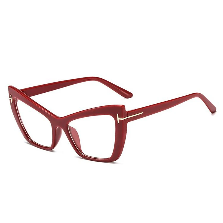  China Wholesale Latest Model Funky Eyewear 2021 Optical Eyeglasses Frames Spects Spring Hinge Women Large Cateye Glasses