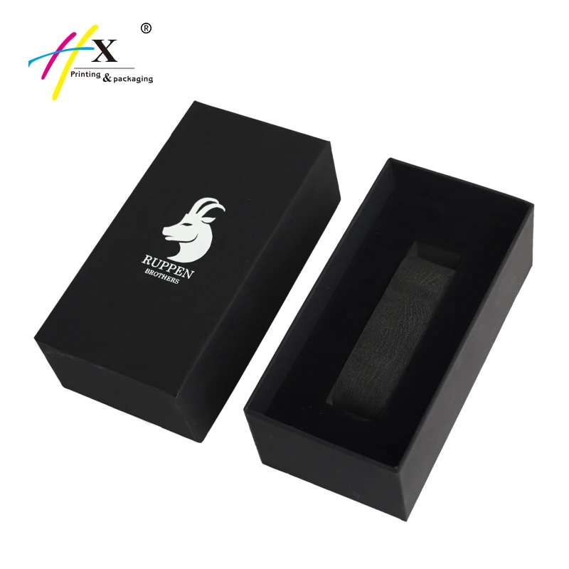 Custom Logo Printed Luxury Black Touch Paper Cardboard Packing Watch Gift Box Watch Box Packaging Box For Watches With Eva Inlay