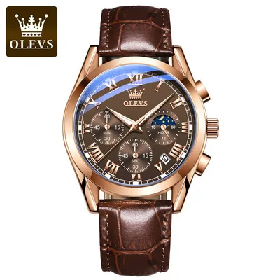 OLES 2871 Men Military Sport Wrist Watch Gold Quartz Steel Waterproof Dual Display Male Clock Watches Relogio Masculino