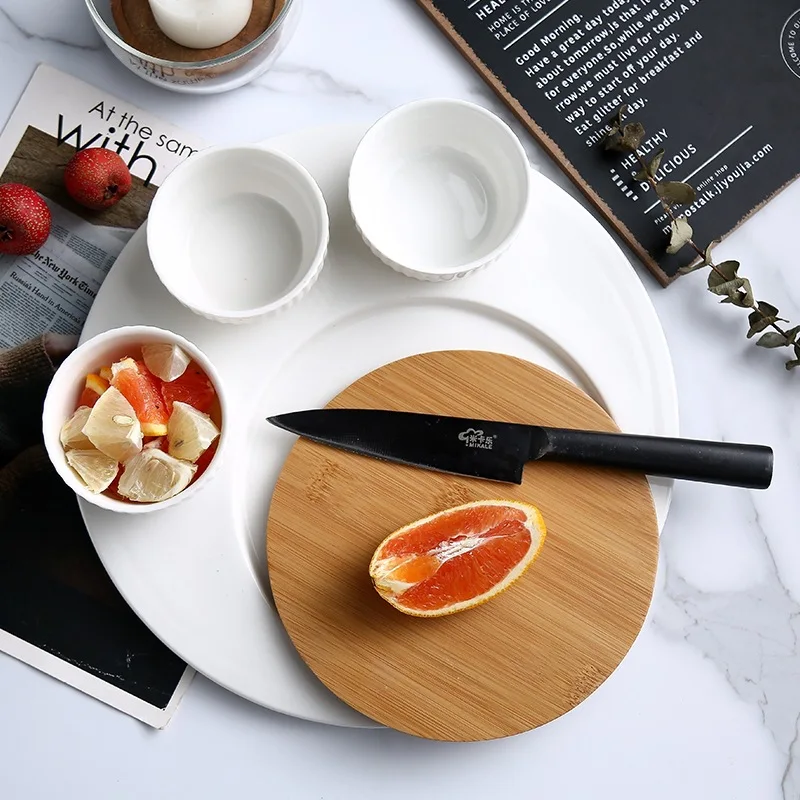 
Nordic Ceramic Bamboo And Wood Creative Round Square Breakfast Pasta Bread Plate Set 