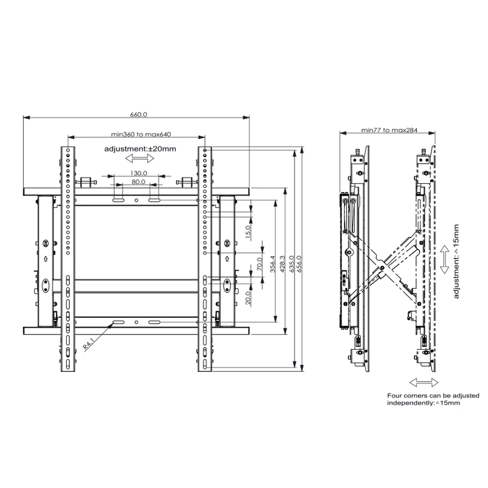 CHARMOUNT Wholesale 32 To 70 Inch Heavy Duty Max Vesa 600*600mm Video Wall Mount Advertising Display LCD Video Wall TV Mount