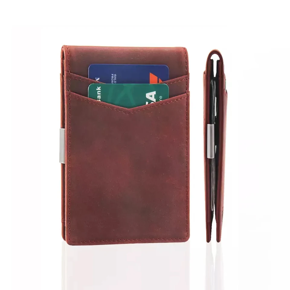 RFID Wallets Leather Money Clip Business Credit Card Holder Pocket Card Holder Smart Money Clip