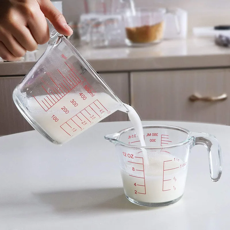 Reihey Nesting and Tall Metric Jug Wet Ingredient Measuring Cup 3 Piece Dry Measuring Cup Set Heat Resistant Glass Measuring Cup