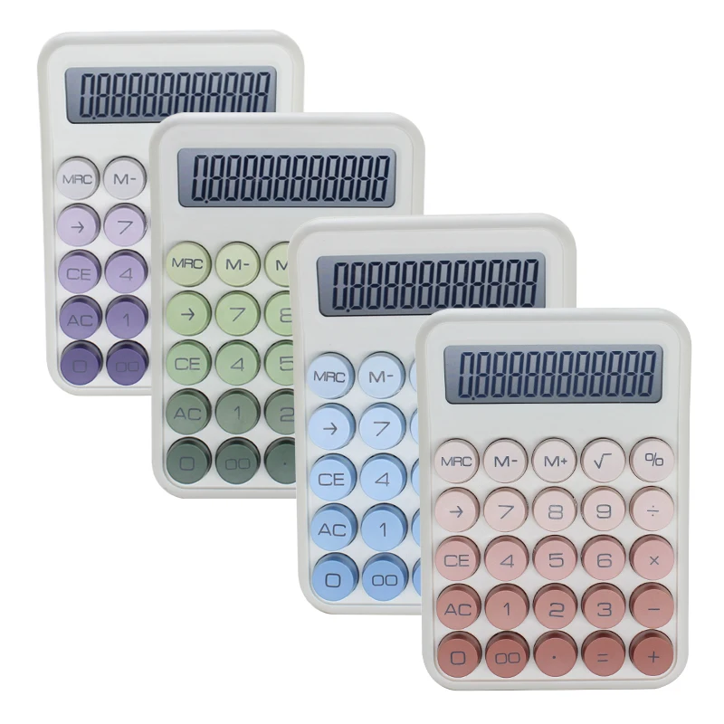 Механический круглый компьютерный кнопочный цветной Настольный 12-значный цифровой электронный калькулятор канцелярские принадлежности