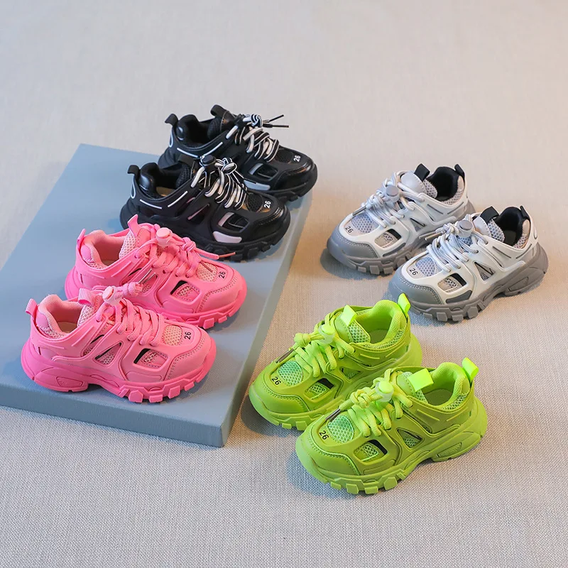 Kids Running Shoe Spring Children New Sports Sneakers Boys Girls Fashion Chunky Sneaker Baby Cute Candy Color Casual Shoes