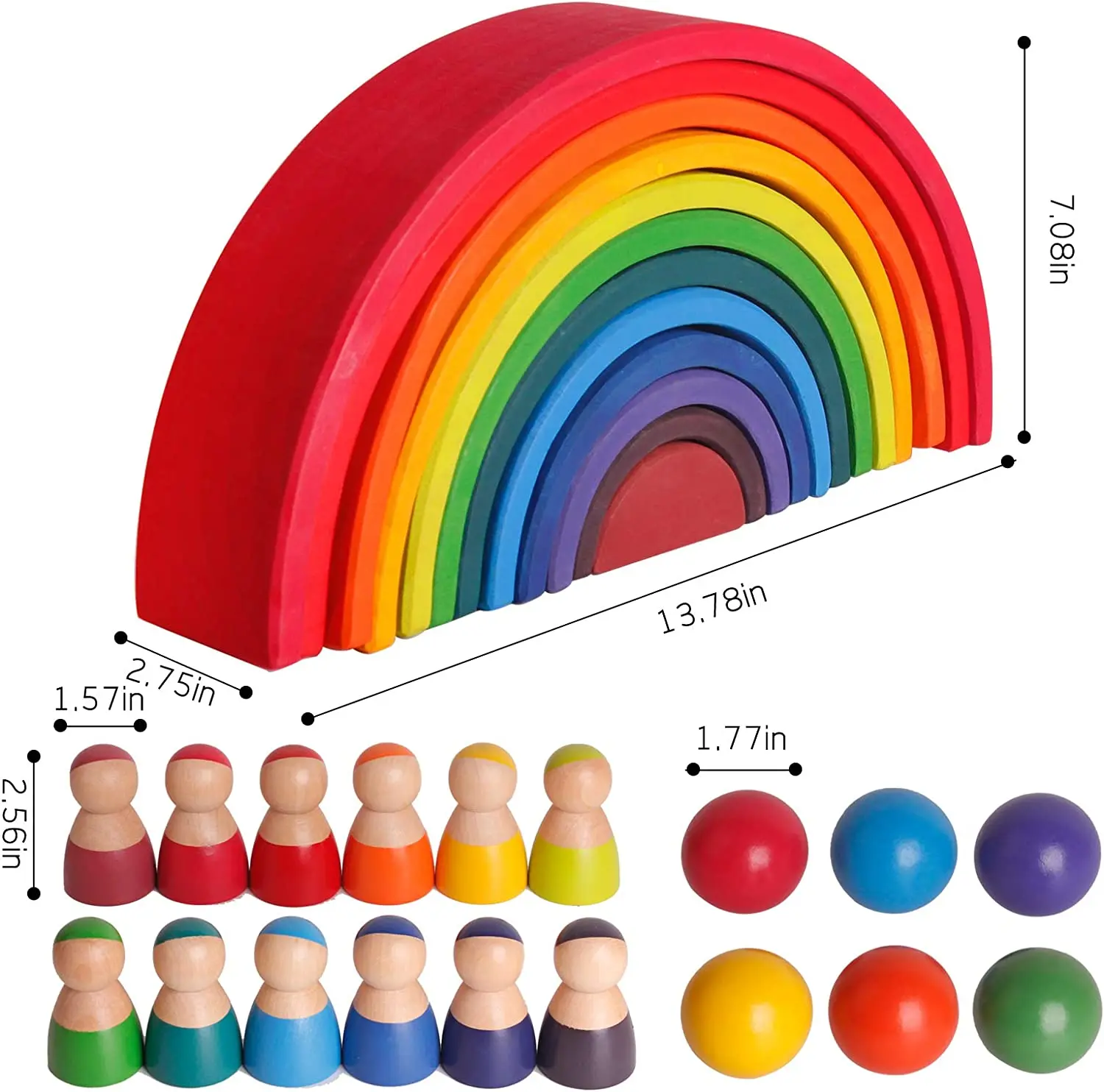 WANHUA rainbow tower sets stacking blocks toys montessori kids montessori toys for baby