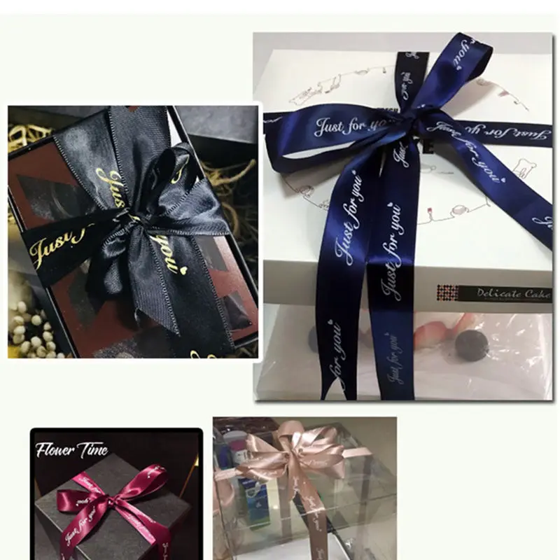 Wholesale Gift Ribbons Custom Logo Polyester Gold Foil Cintas Satin Ribbon for Packing Decoration
