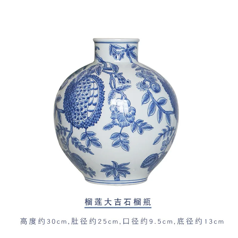 Jingdezhen ручная роспись сине-белая керамическая фарфоровая ваза классический декор в китайском стиле для прихожей и спальни