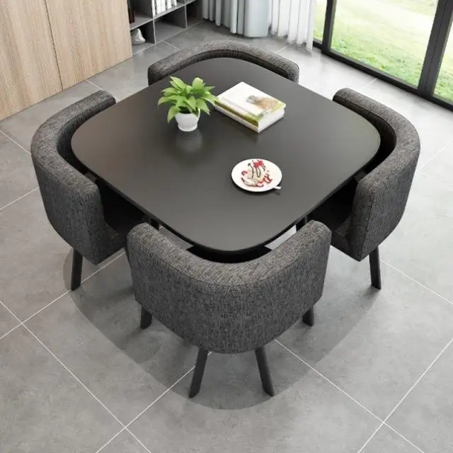 Manufacturer home furniture Square Nordic apartment household square space saving 4 seaters dining table set