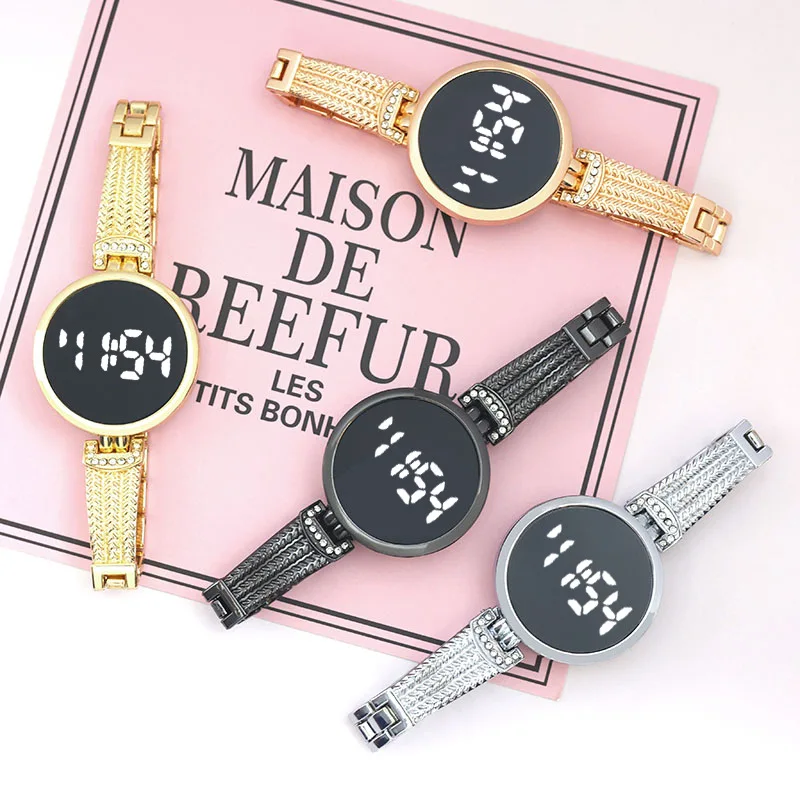 6076 Vintage White Touch LED Bracelet Watch Ladies Charm bracelet luxury alloy metal bracelet watch women