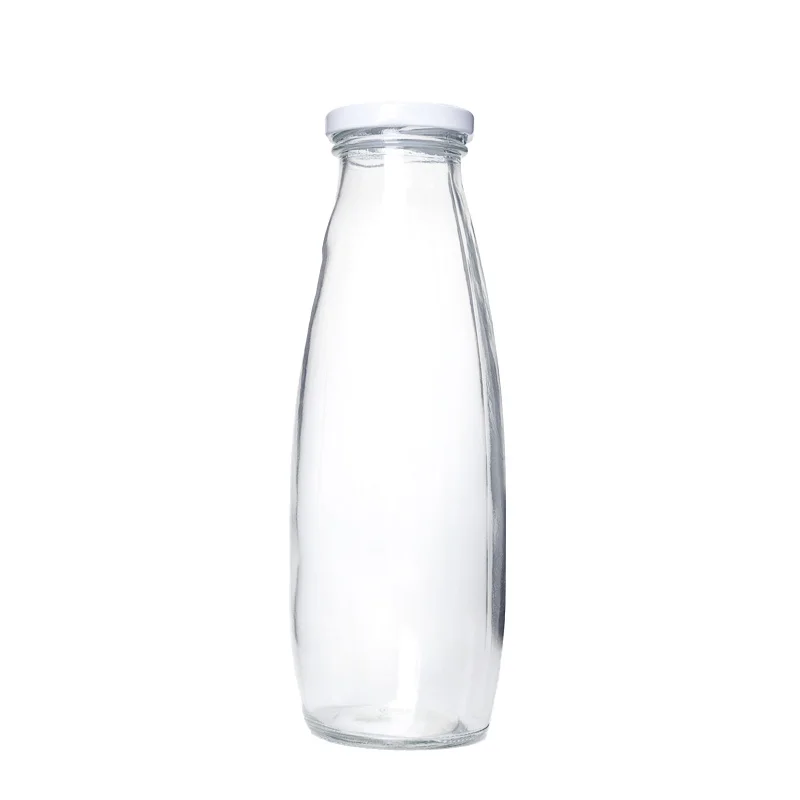 Wholesale 200ml 250ml 500ml 1000ml empty transparent glass milk bottle with lid
