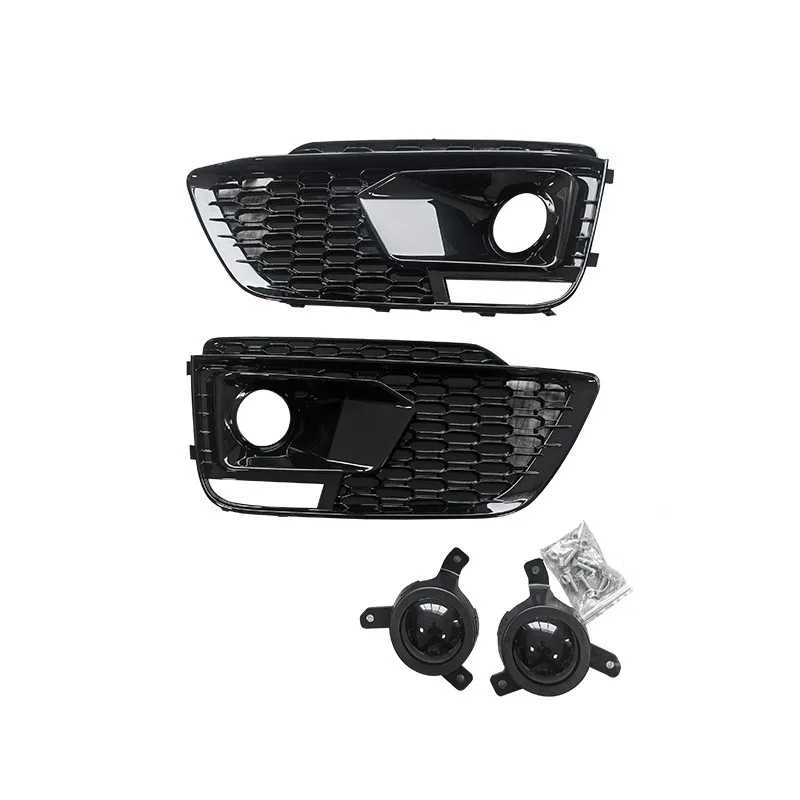 ABS Material Fog Lamp Case For Audi Q5 2018 2019 2020 Original/Sports Model Black Honeycomb Style Fog Light Cover Lower Grille