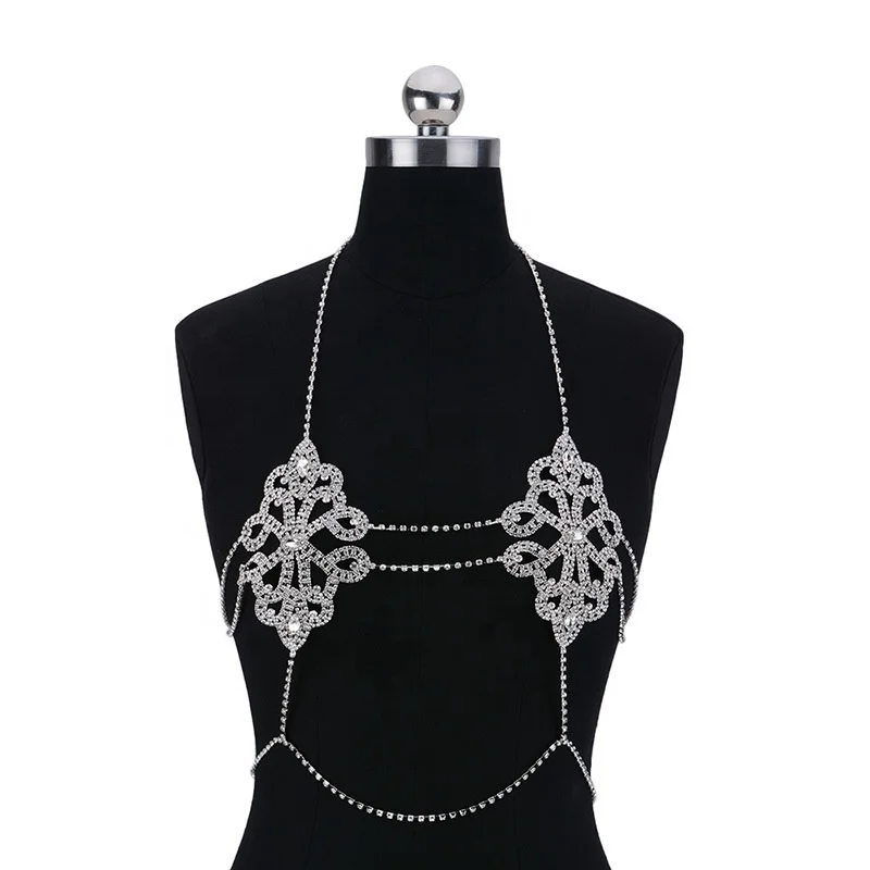 
Fashion Luxury Women Shiny Rhinestone Body Chain Sexy Chain Bra Body Jewelry 