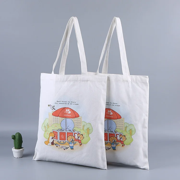 Customized Picture LOGO Printing Cotton Bag Reusable Shopping Canvas Bags