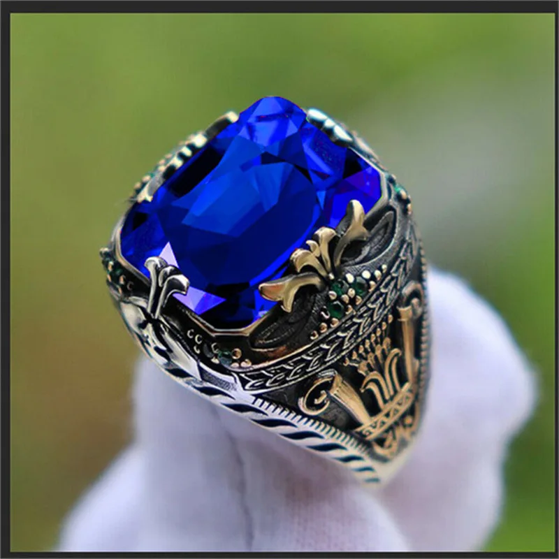 Gemstone Jewellery 925 Silver Plated Ring Luxury Multicolour Saudi Mens Fashion Alloy Silver Ring