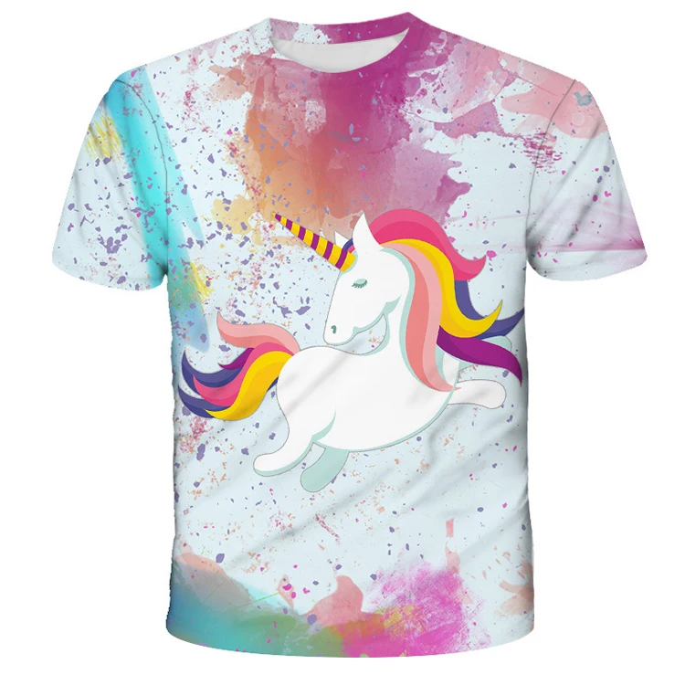 Summer Kids Clothing Cheap Boy Short Sleeve T-shirts With Unicorn For girls