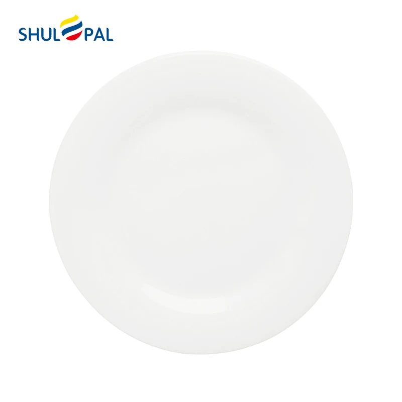 Opal Glass Catering Restaurant Hotel Custom Porcelain White Round Dinner Plates Tempered Glass Banquet Dishes