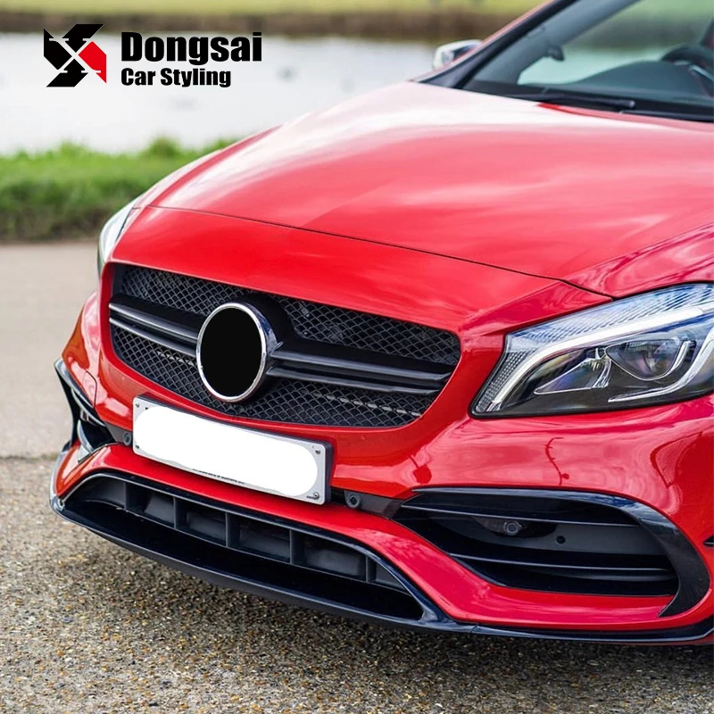 Carbon Fiber Chin Spoiler Winglet Splitter Front Bumper Lip for Mercedes Benz A Class W176 A45 AMG 2016-2018