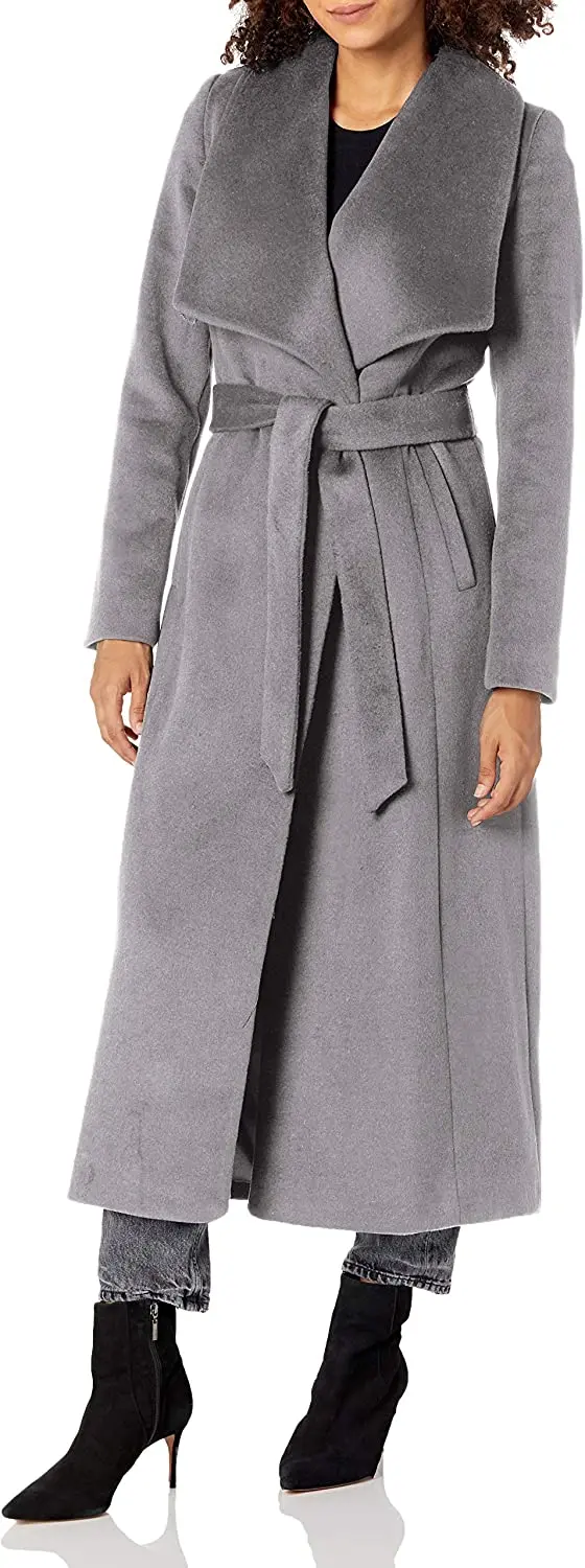 2022 Winter Plus Size Ladies Stylish Long Coats Slick Wool Coat Faux Fur Ladies Jackets Modest Long Trench Coats