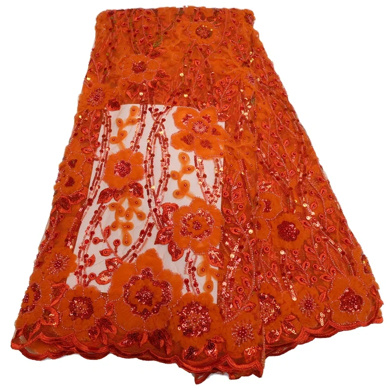 lisami rts produced  big flower sequins 3d fashion embroidery evening dress lace fabric