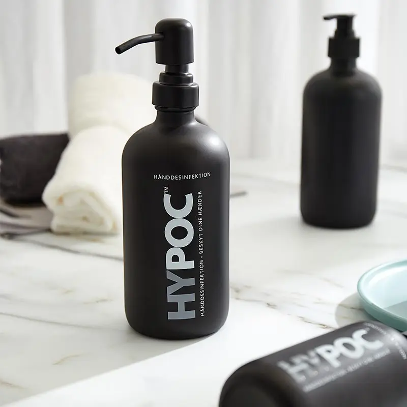 Hot Selling 480 ml Matte Black Glass Soap Dispenser with Stainless Steel Pump