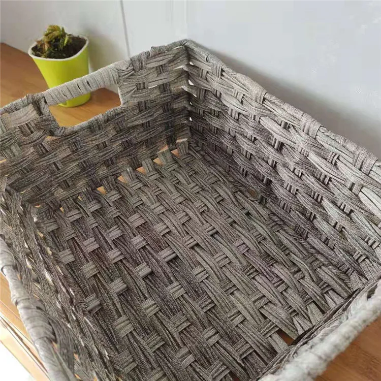Оптовая продажа, серая плетеная корзина из натурального плетения для хранения, Экологически чистая коробка для хранения
