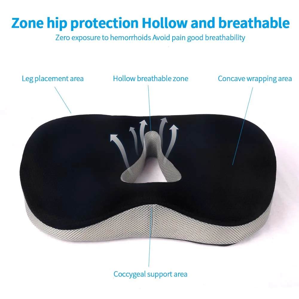 Ergonomic Relief Tail Vertebra Pressure Breathable Mesh Cover Soft Memory Foam Orthopedic Coccyx Car Office Chair Seat Cushions