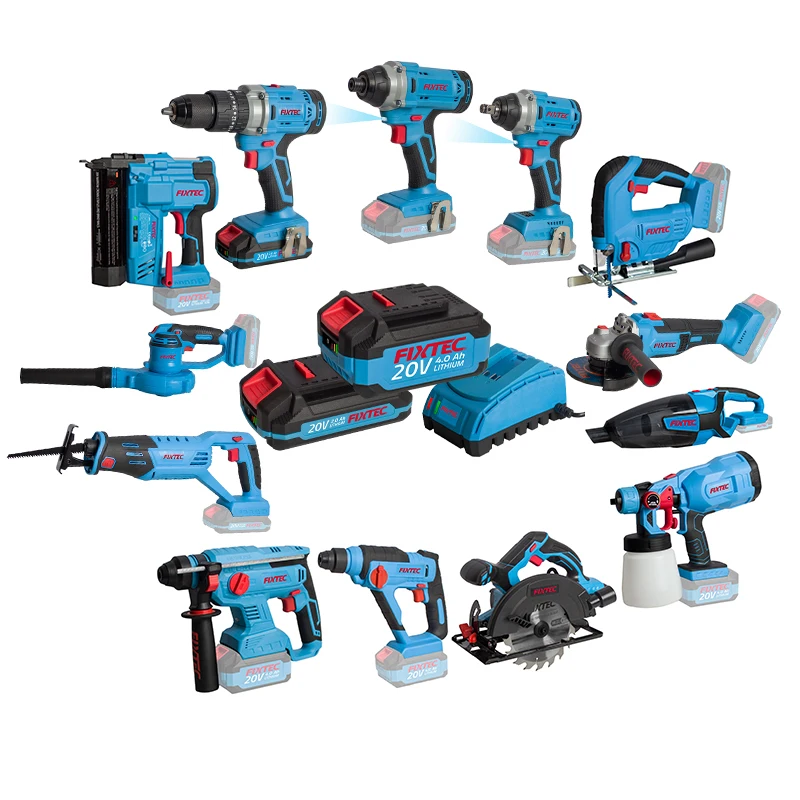 FIXTEC Cordless Drill Wireless Combo Kit 60pcs Accessories Battery Drilling Machine with Case