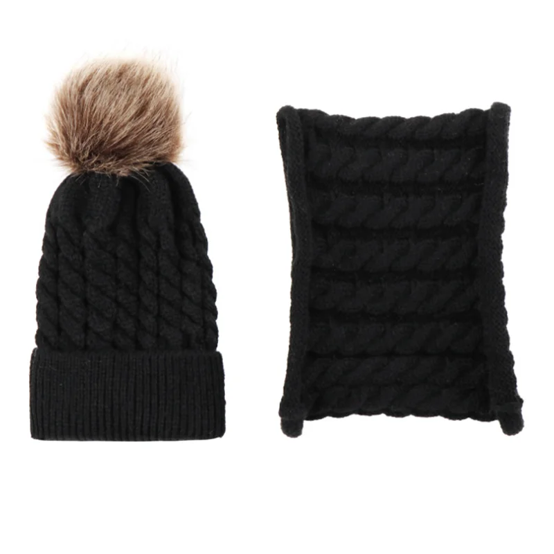 Autumn Winter Warm Baby Hat With Scarf Boys Girls Hats Scarf Set