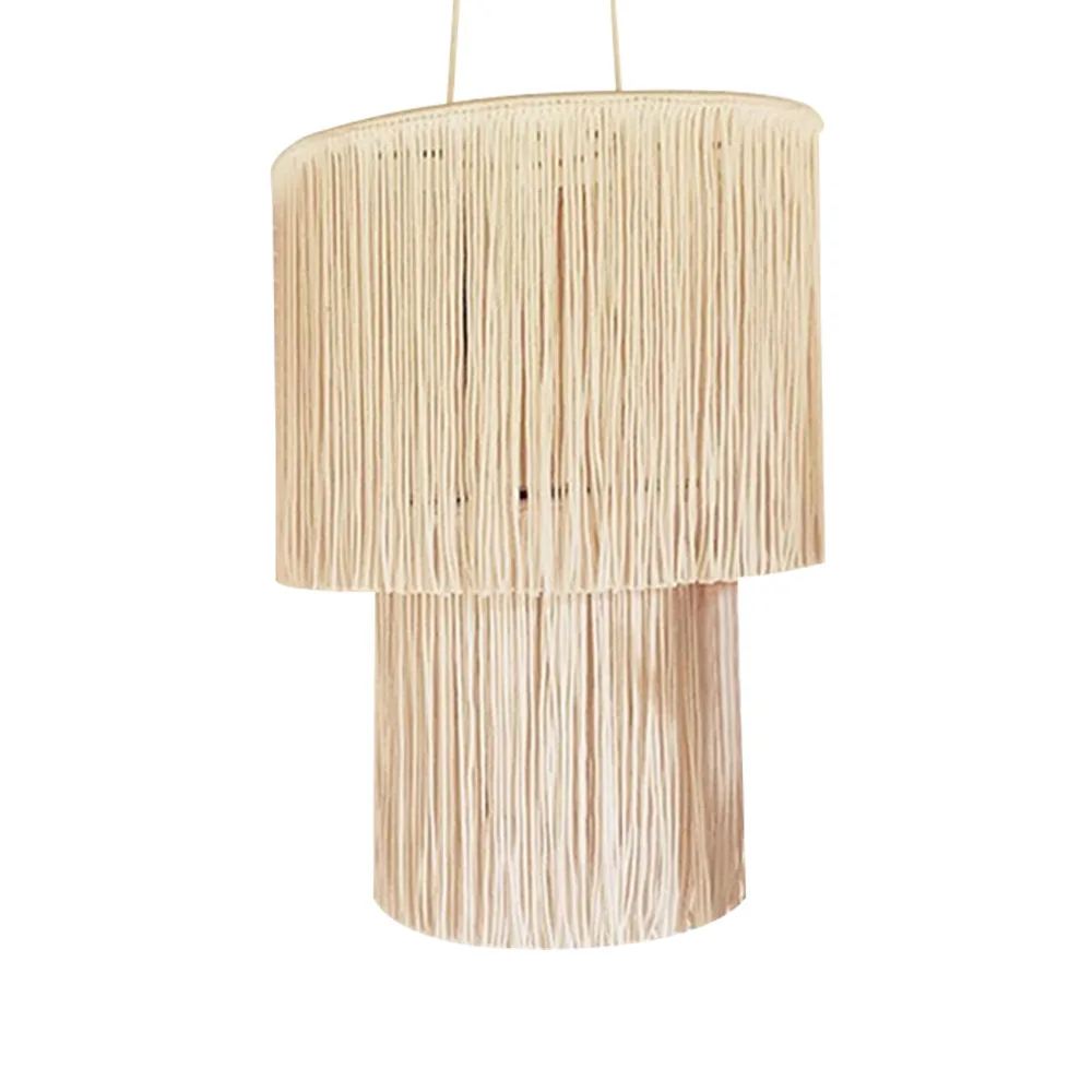 Macrame Boho Tassels Fringe Chandelier Home Decor Nordic Rustic Boho Lamp Shade