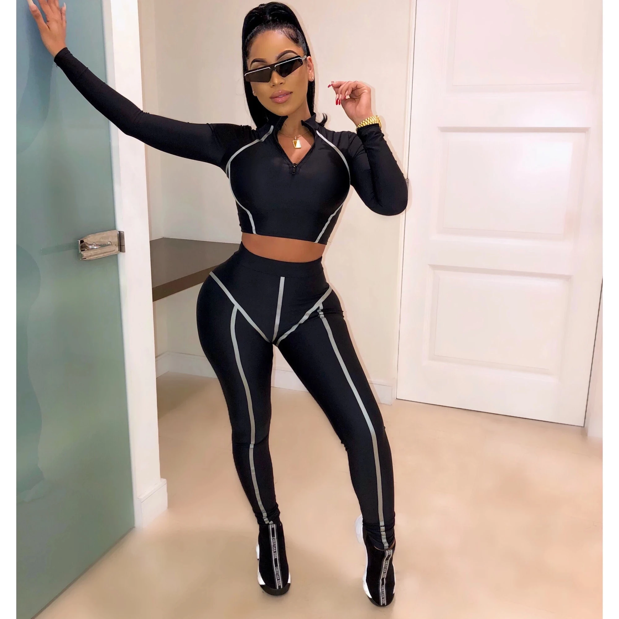 Hot Sale Factory Direct Pj Set Logo 2 Piece Women Sets Fall 2021 New Arrivals Drop Shipping For 100% Safety