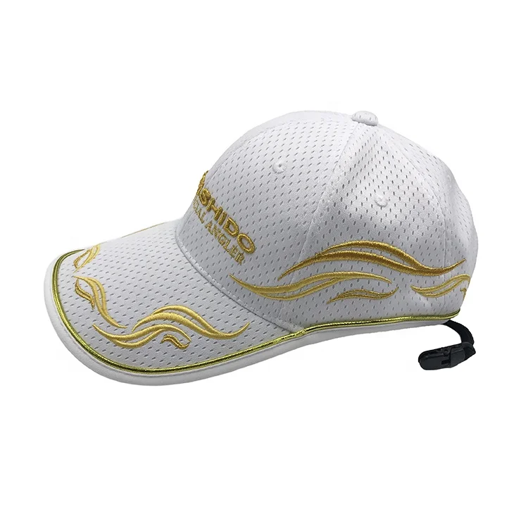 Wholesale Pique Mesh Quick Dry Polyester Custom Embroidered LOGO 6-Panel Wind Proof Clip Fishing Cap