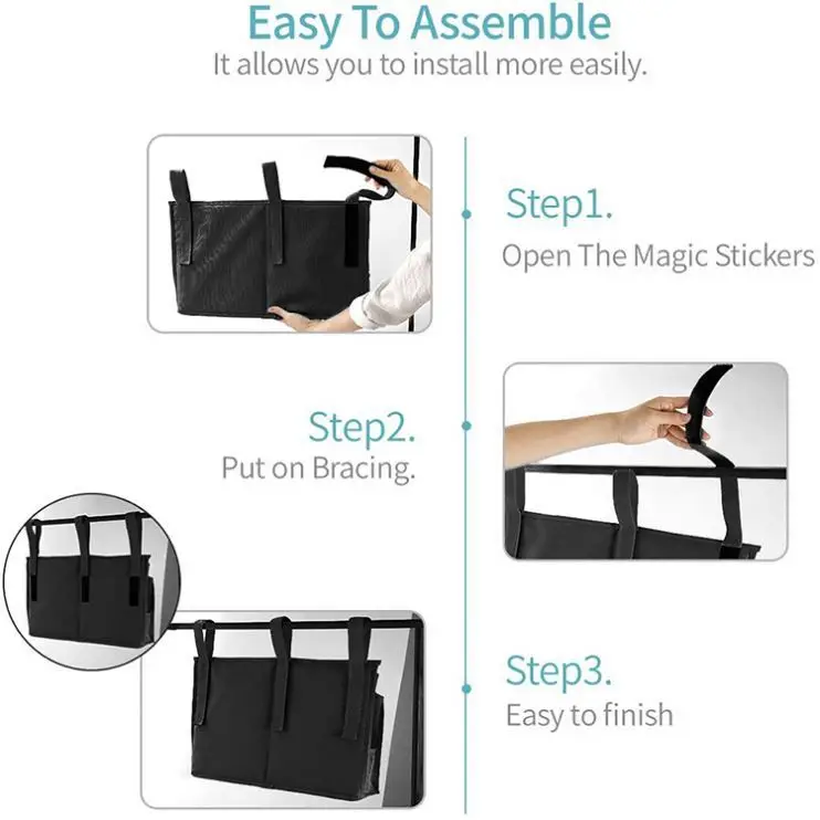 Multipurpose Bedside Storage Caddy Hanging Storage Organizer for Books Tablets Magazine Phone Remotes