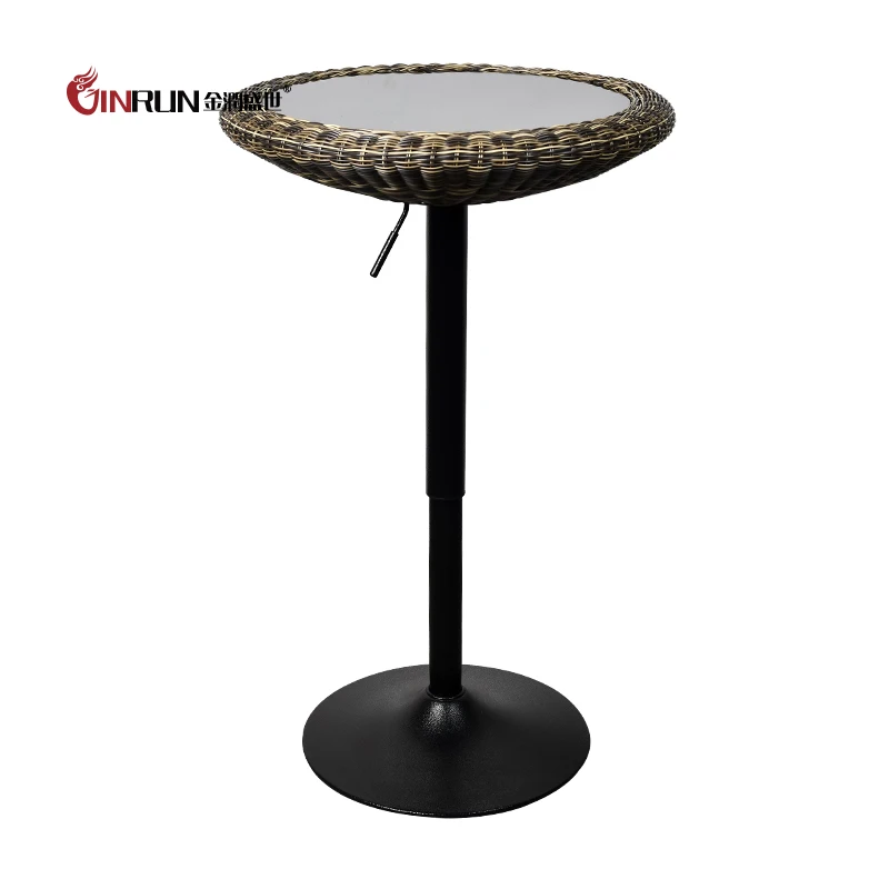 Modern Round Design Rattan and Glass Coffee Table