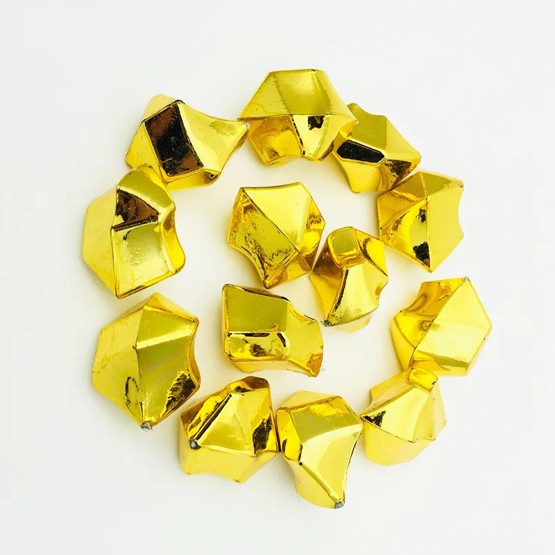 
Hongzhi Factory Gold Acrylic Beads Wholesale Ice Cube Recycled Plastic Beads Loose For Home Decor 