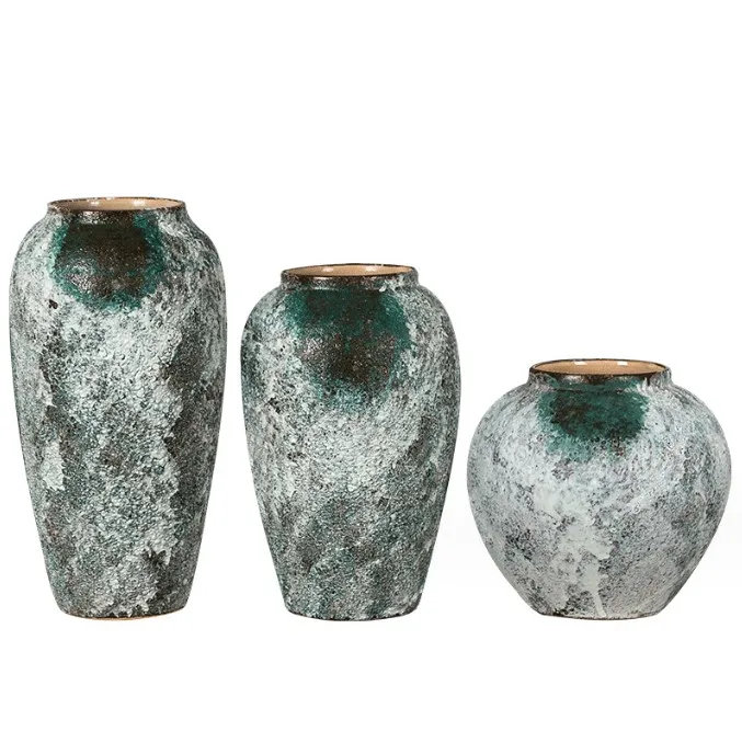 Factory Sale Pottery Pot Chinese Handmade Rustic Clay Terracotta Ceramic Flower Vases Decor