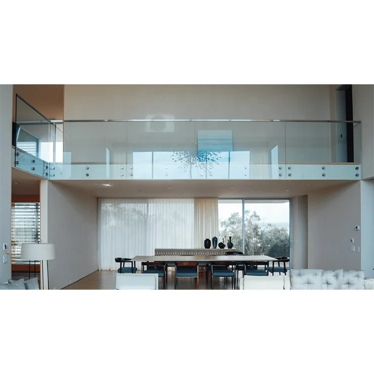 Good Quality Factory Directly Stainless Steel Metal Handrail Outdoor Wrought Iron Indoor Second Floor Glass Railing