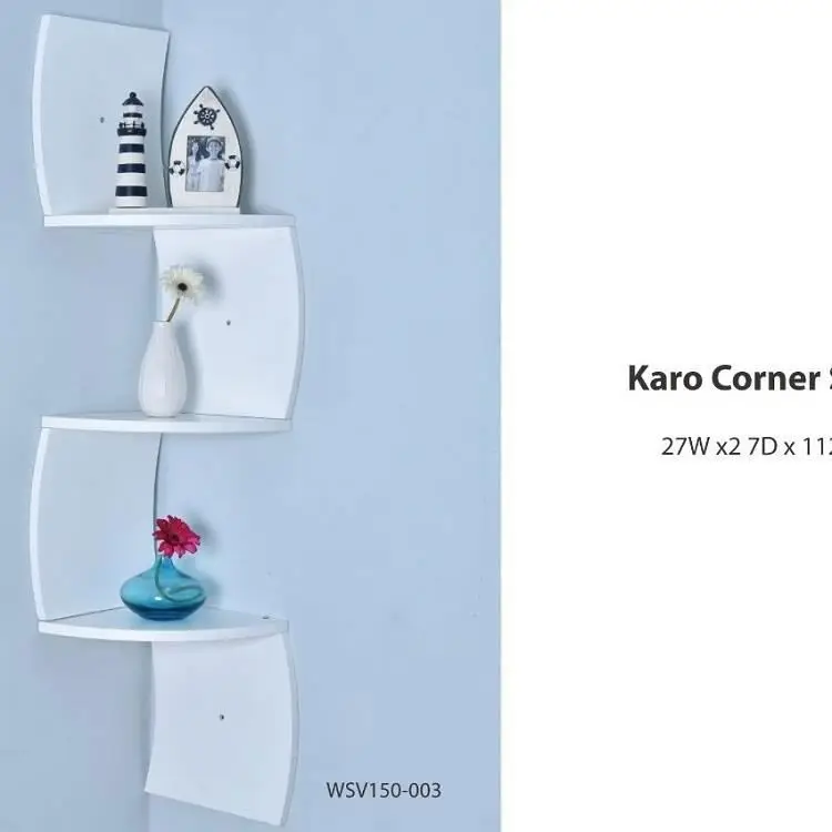 modern corner 5 tired  zig zag wall shelf