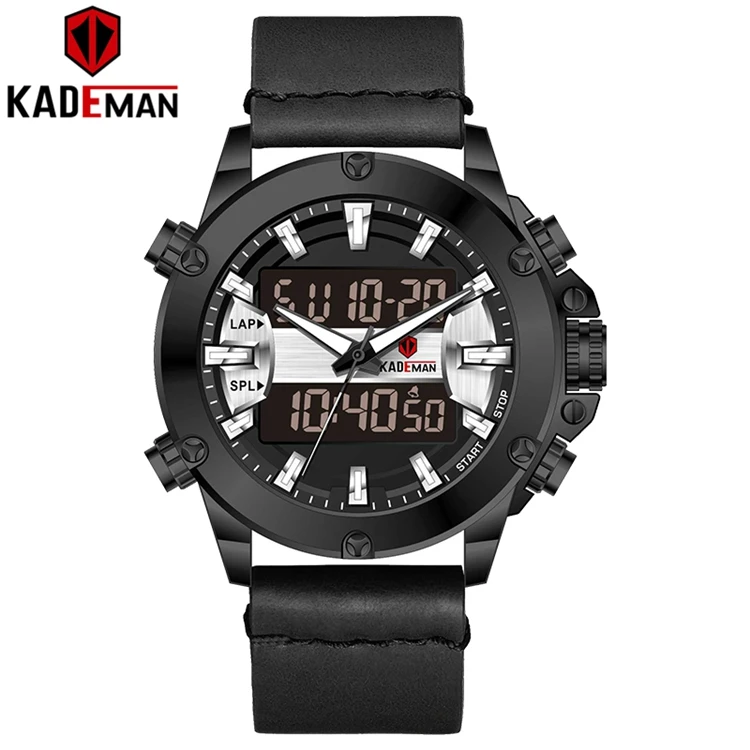 Многофункциональные мужские часы KADEMAN K806 светодиодные 24 часа светящиеся водонепроницаемые красивые аналоговые Цифровые премиум-класса