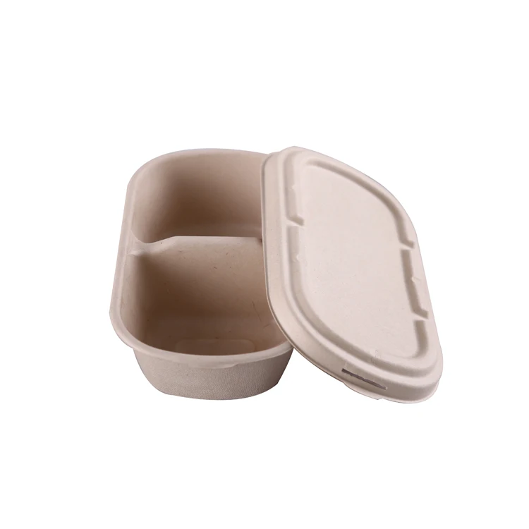 Sugarcane Bagasse Pulp Fibre Plates Disposable Take Away Fast Food Lunch Paper Box