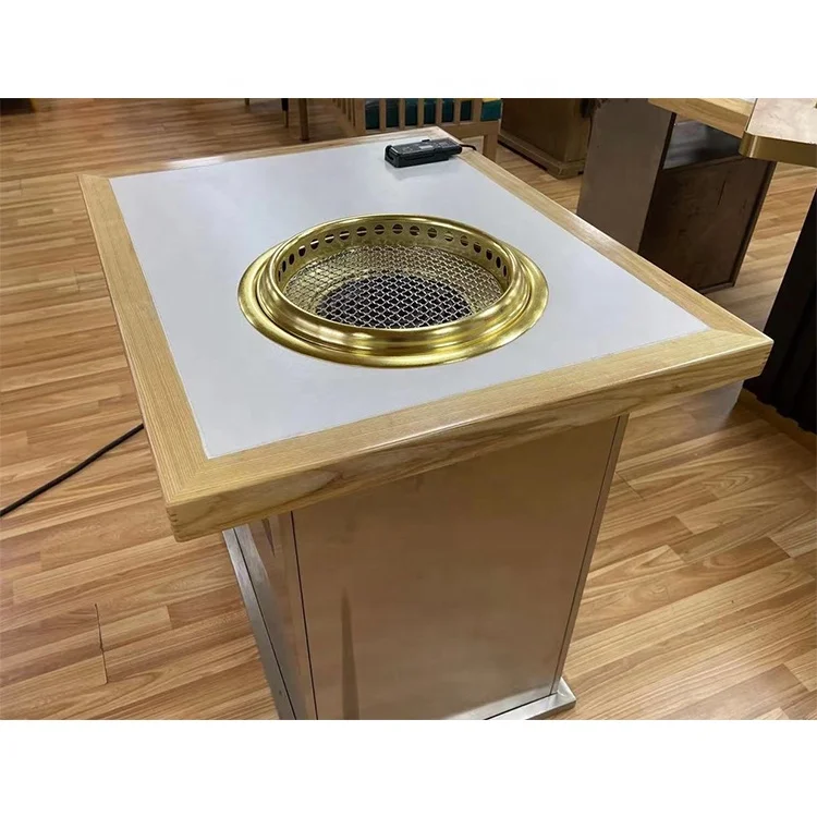Custom design commercial round electric charcoal samgyupsal japanese korean bbq grill and hot pot table
