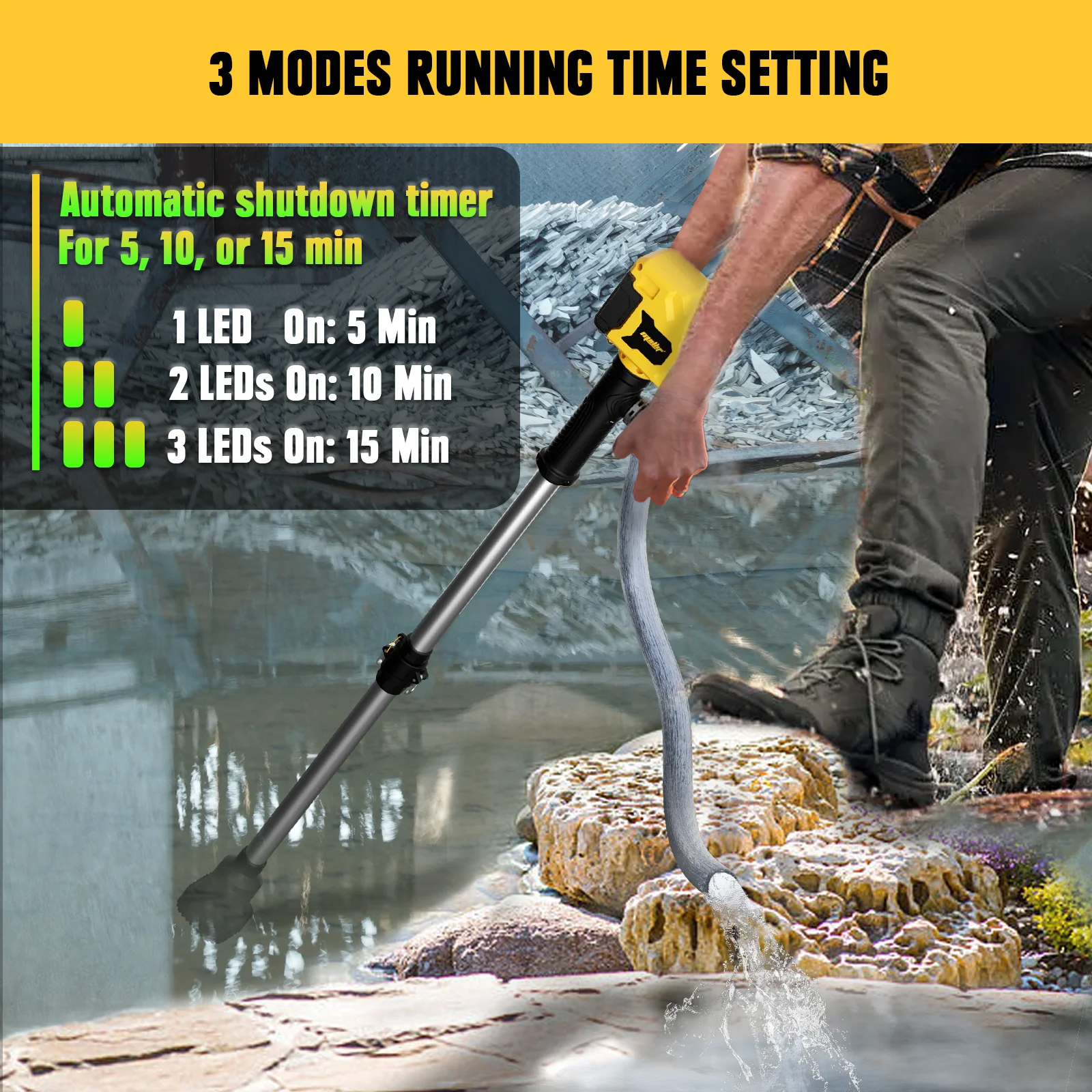 Mellif Cordless Stick Water Transfer Pump for dewalt 20V Battery (Battery Not Included) 720 GPH Brushless Deep Well Utility Pump